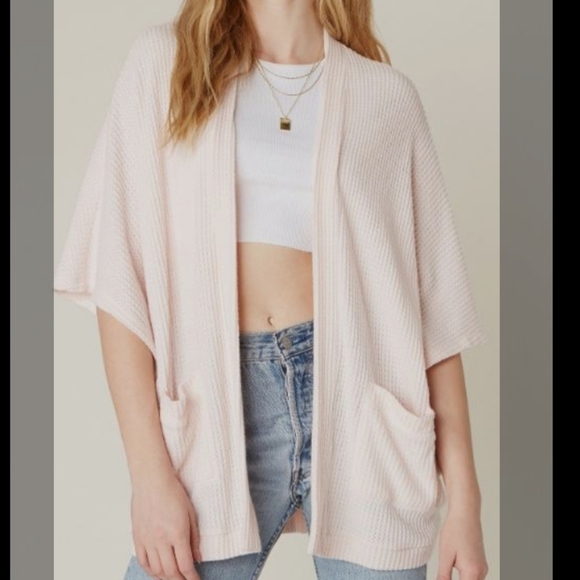 Jack by BB Dakota Rosewater Waffle Knit Go Lightly Open Front Jacket Size M - Picture 8 of 8